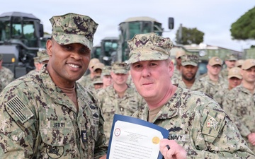 Chief Builder Sean Purnell Reenlists at 22 NCR in Rota