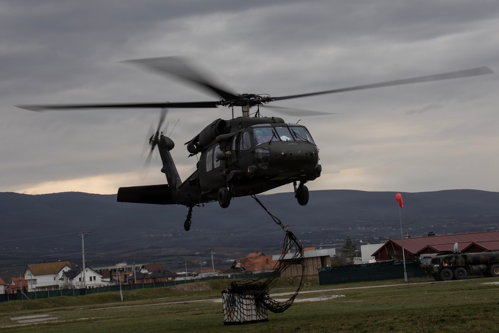 U.S. and Swiss forces conduct sling-load training in Kosovo