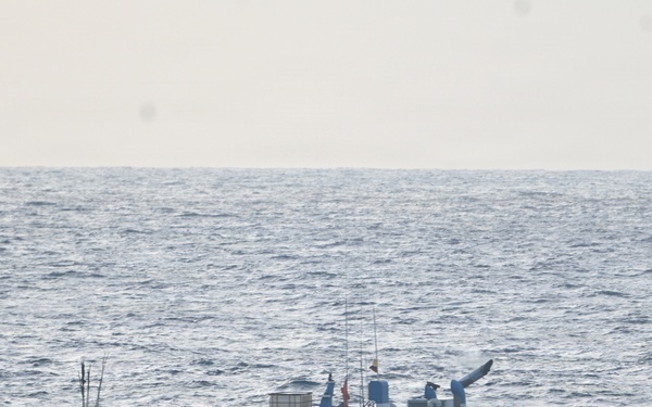 A Coast Guard Cutter Tampa boarding team interdicts nearly $12.8M in cocaine from fishing vessel towing three pangas in Eastern Pacific Ocean