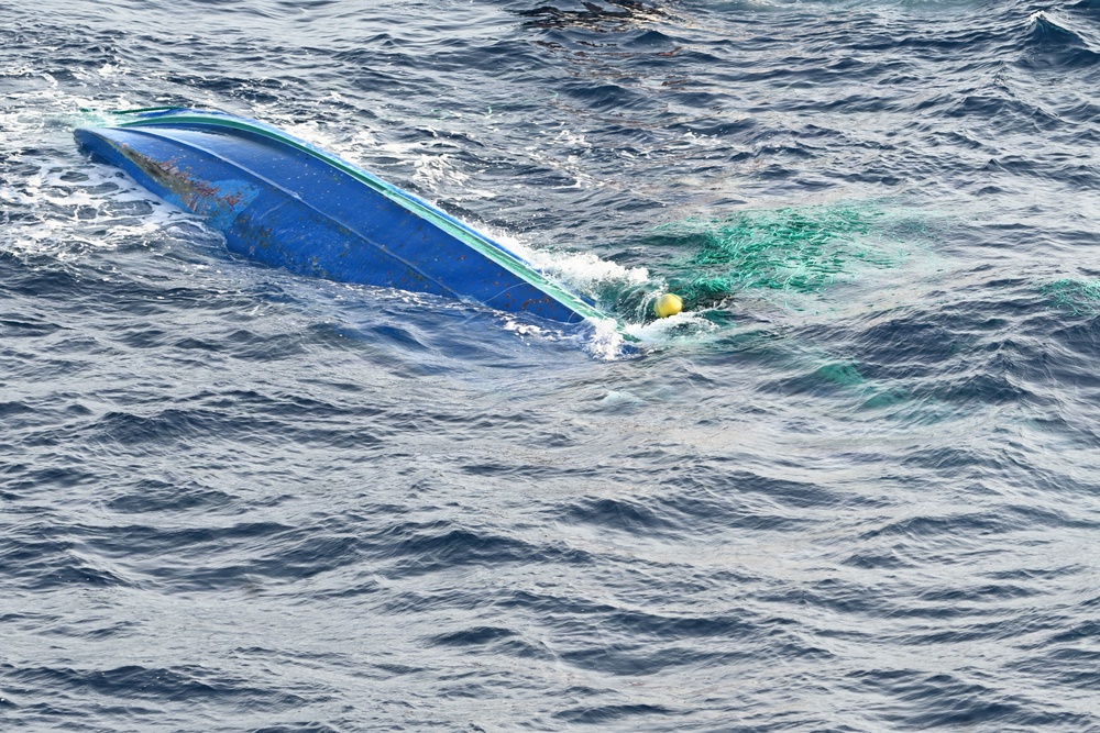 A Coast Guard Cutter Tampa boarding team interdicts more than $12.7M in cocaine from fishing vessel towing pangas in Eastern Pacific Ocean