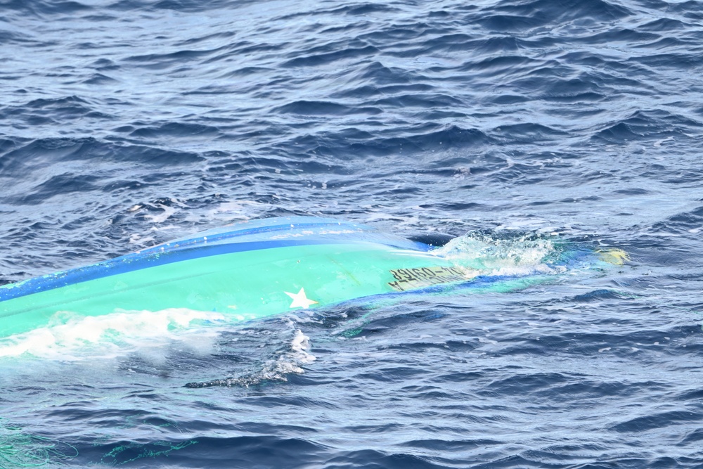 A Coast Guard Cutter Tampa boarding team interdicts more than $12.7M in cocaine from fishing vessel towing pangas in Eastern Pacific Ocean