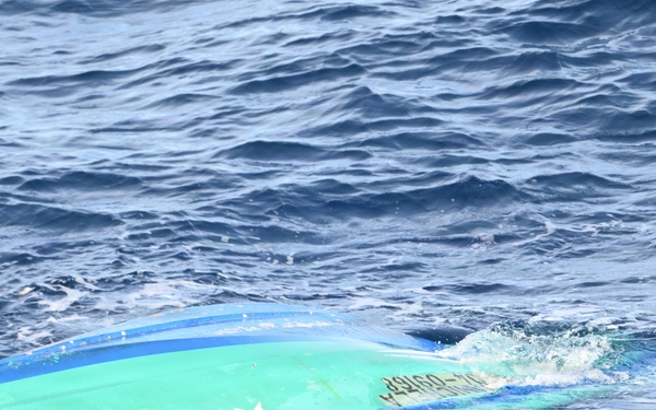 A Coast Guard Cutter Tampa boarding team interdicts nearly $12.8M in cocaine from fishing vessel towing three pangas in Eastern Pacific Ocean
