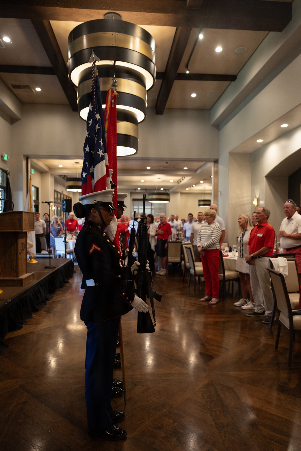 Color guard performs ceremony during Military Appreciation Night at Ironwood Country Club