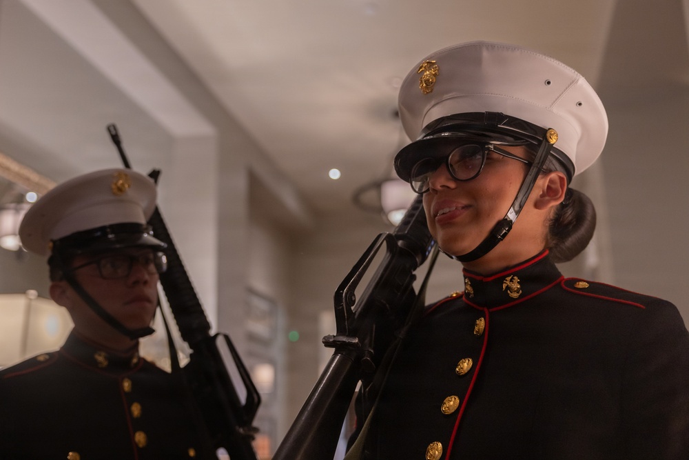 Color guard performs ceremony during Military Appreciation Night at Ironwood Country Club
