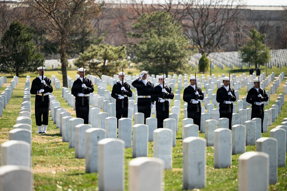 Full Military Funeral Honors with Escort were Conducted for U.S. Navy Capt. Walter Flowers in Section 68