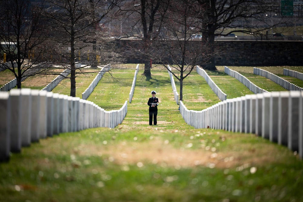 Full Military Funeral Honors with Escort were Conducted for U.S. Navy Capt. Walter Flowers in Section 68