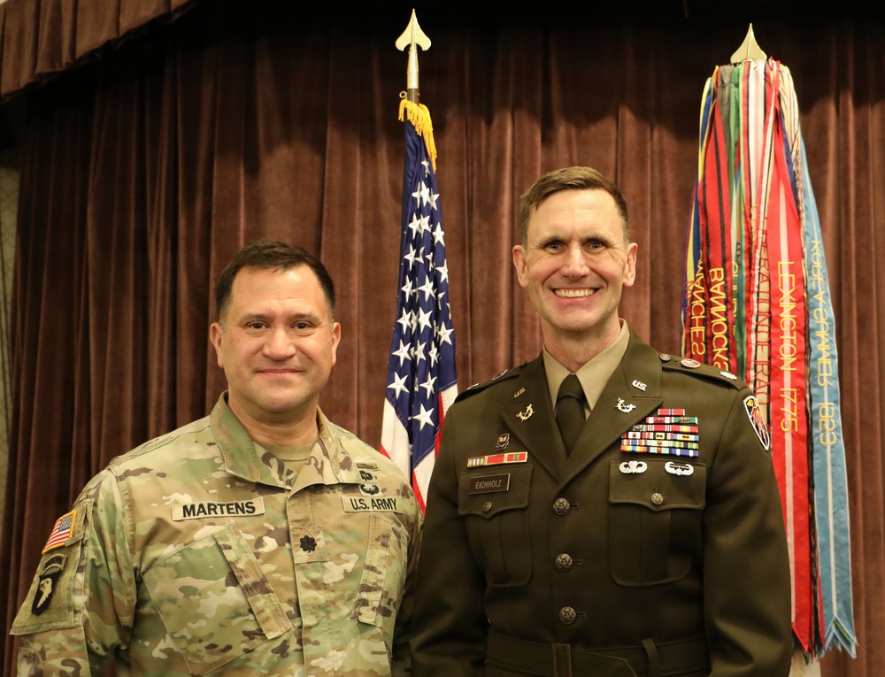 Lt. Col. Derek Eichholz Promoted to Lieutenant Colonel with 7th Signal Command Theater