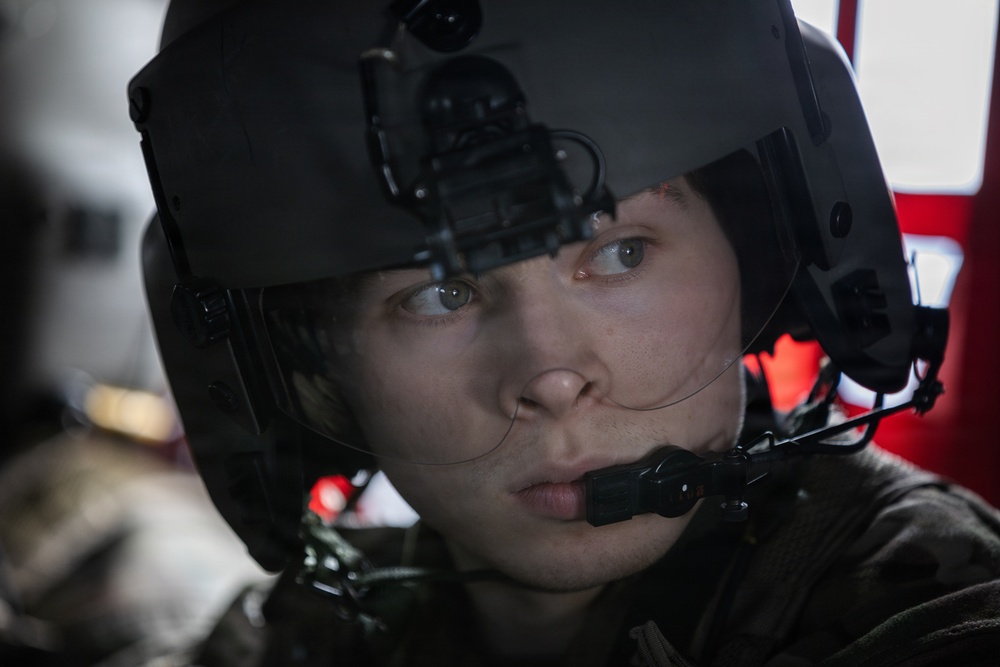 AKARNG Chinook aviators conduct aerial gunnery training