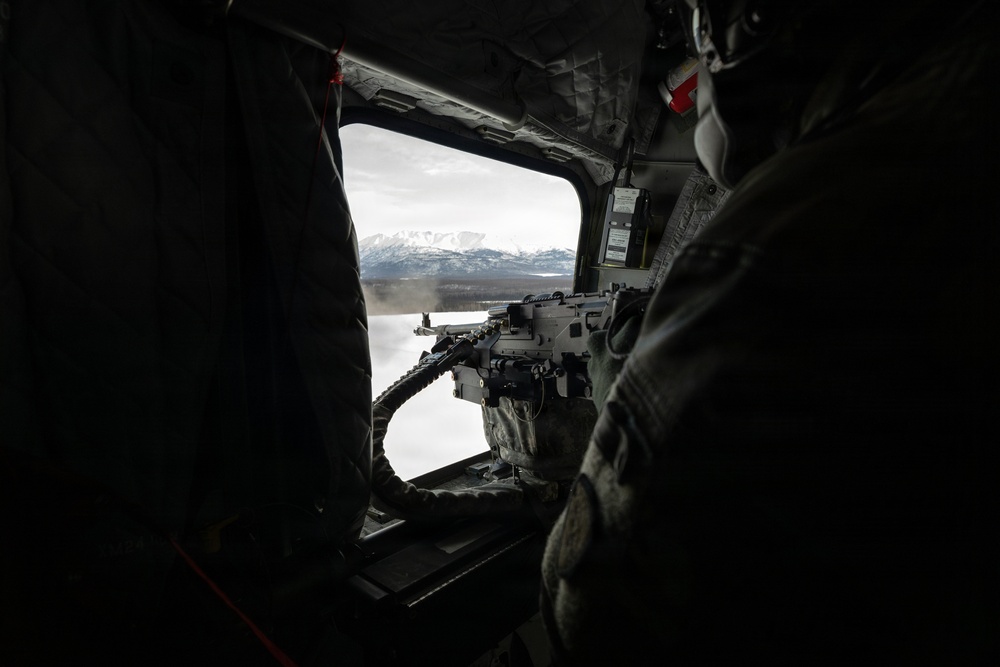 AKARNG Chinook aviators conduct aerial gunnery training
