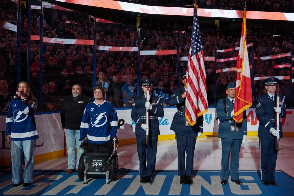 Binational NORAD Color Guard Presents Colors at Tampa Bay Lightning Game