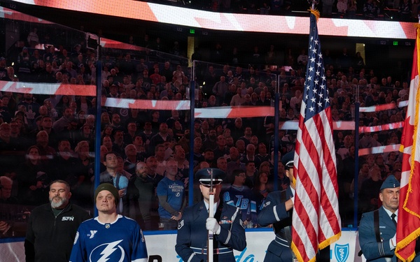 Binational NORAD Color Guard Presents Colors at Tampa Bay Lightning Game