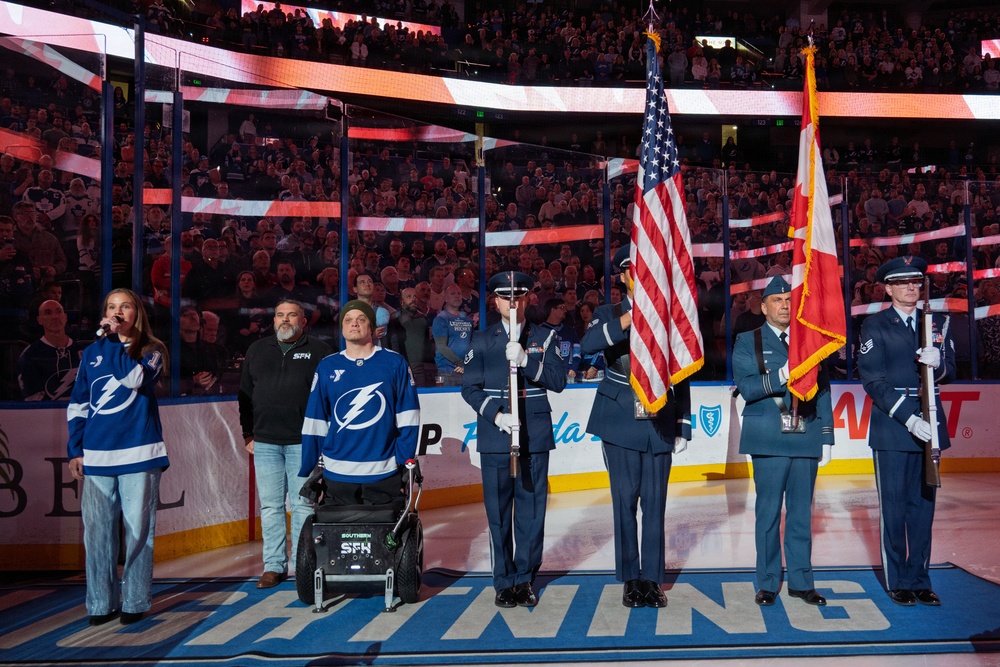 Binational NORAD Color Guard Presents Colors at Tampa Bay Lightning Game