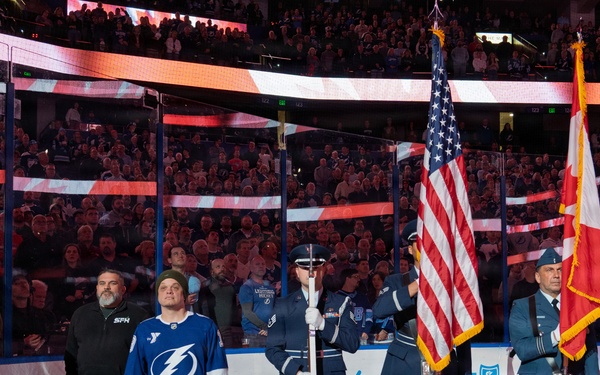 Binational NORAD Color Guard Presents Colors at Tampa Bay Lightning Game