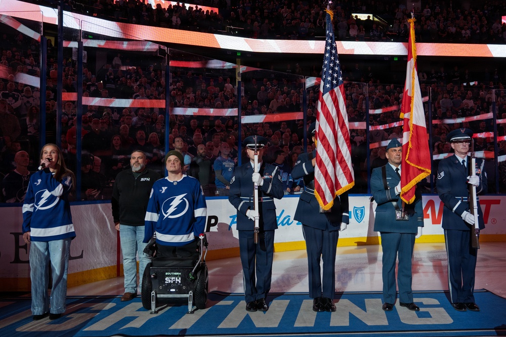 Binational NORAD Color Guard Presents Colors at Tampa Bay Lightning Game