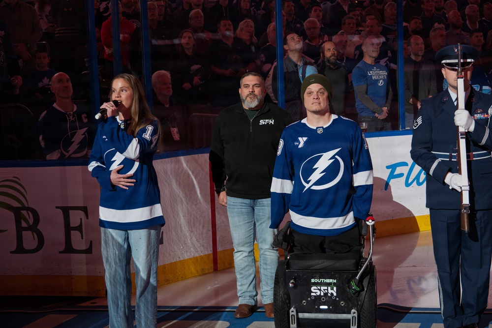 Binational NORAD Color Guard Presents Colors at Tampa Bay Lightning Game