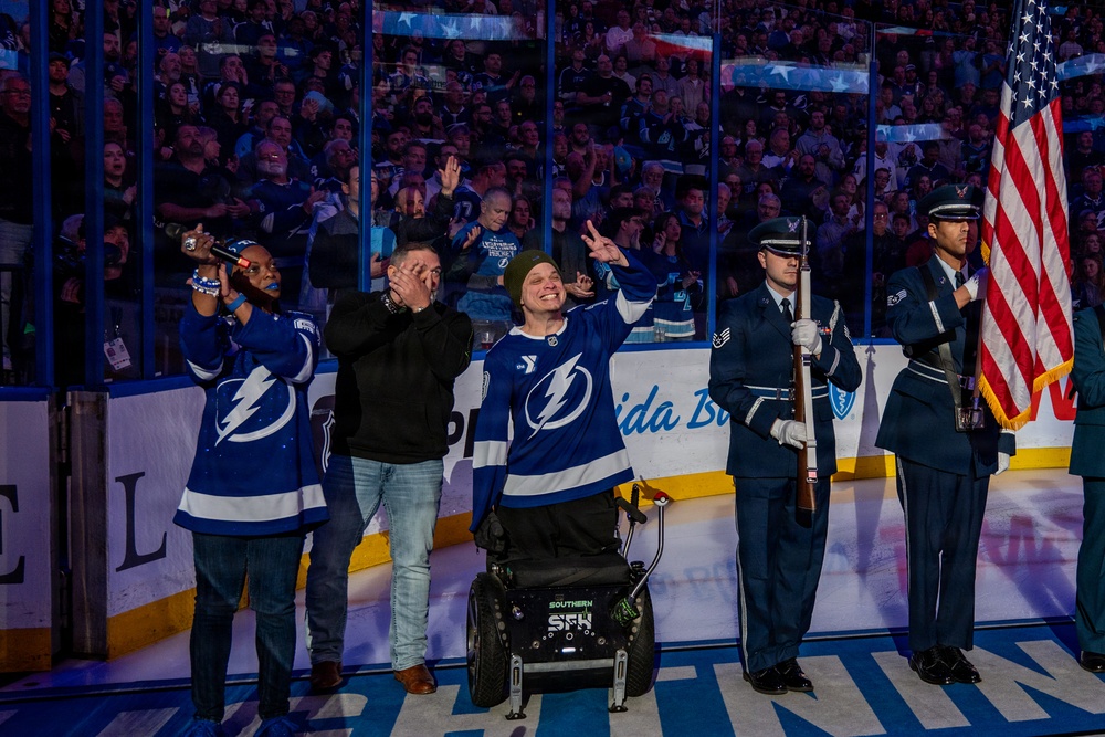 Binational NORAD Color Guard Presents Colors at Tampa Bay Lightning Game