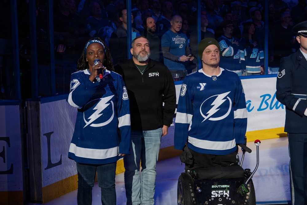 Binational NORAD Color Guard Presents Colors at Tampa Bay Lightning Game