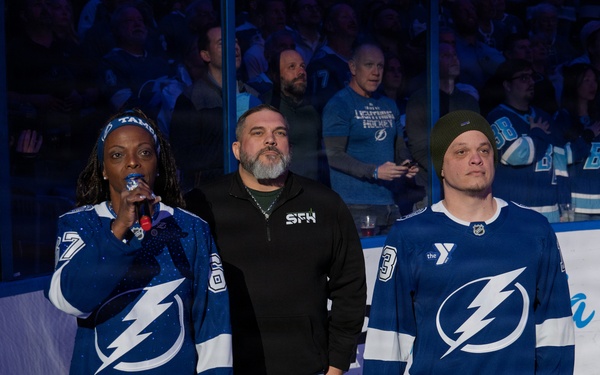 Binational NORAD Color Guard Presents Colors at Tampa Bay Lightning Game