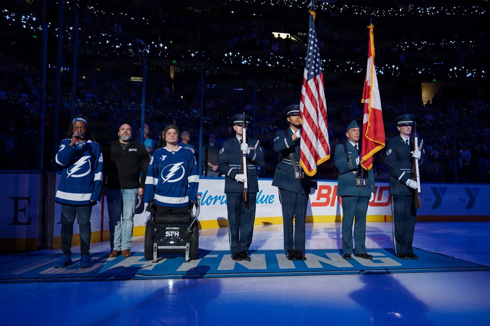 Binational NORAD Color Guard Presents Colors at Tampa Bay Lightning Game