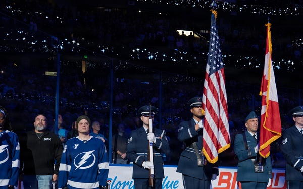 Binational NORAD Color Guard Presents Colors at Tampa Bay Lightning Game