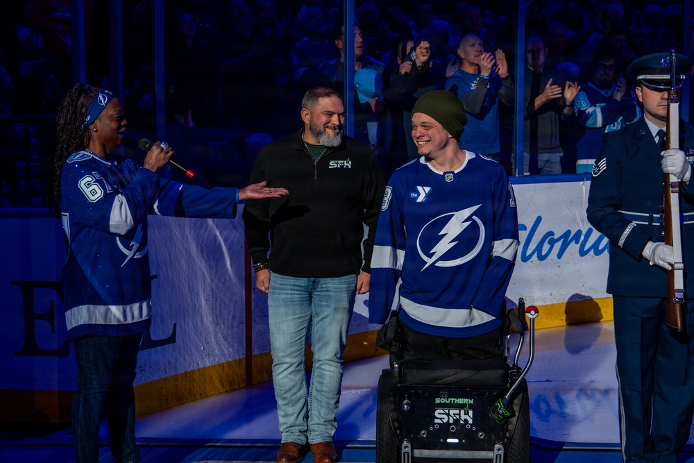Binational NORAD Color Guard Presents Colors at Tampa Bay Lightning Game