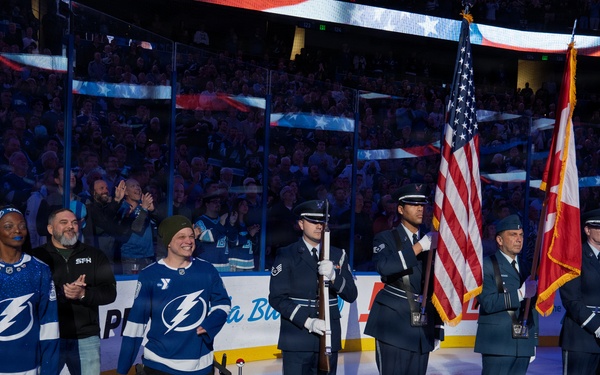 Binational NORAD Color Guard Presents Colors at Tampa Bay Lightning Game