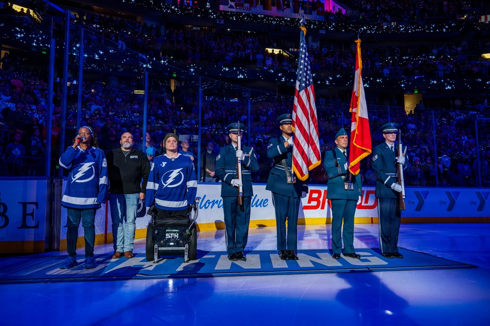 Binational NORAD Color Guard Presents Colors at Tampa Bay Lightning Game