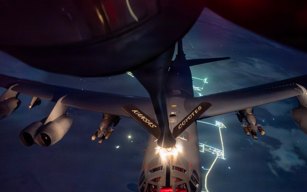B-52 Stratofortress Aerial Refuels during Operation Epic Fury