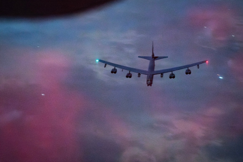 B-52 Stratofortress Aerial Refuels during Operation Epic Fury