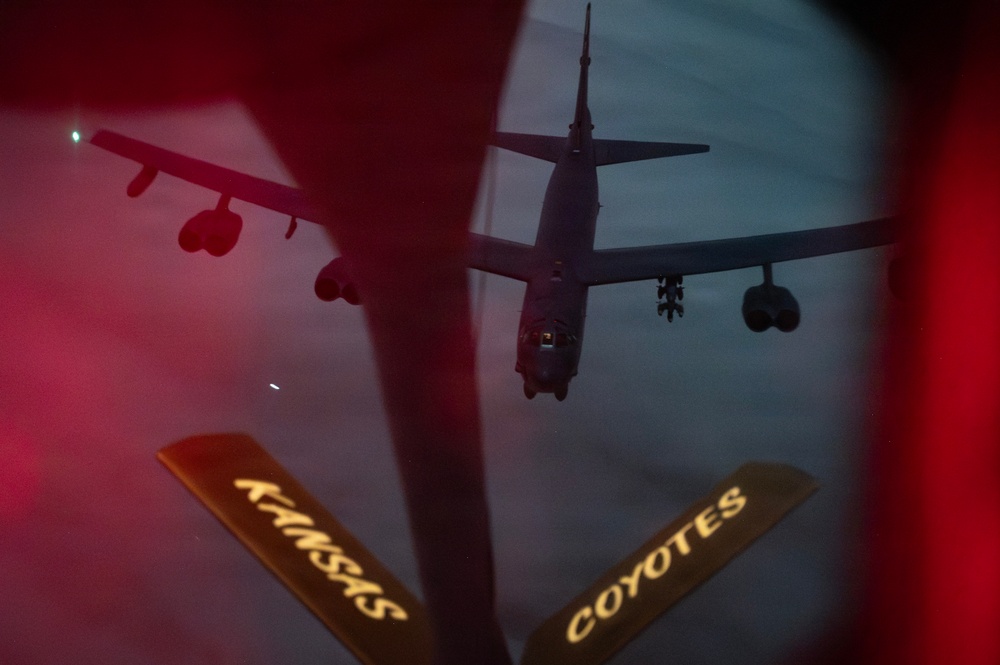 B-52 Stratofortress Aerial Refuels during Operation Epic Fury