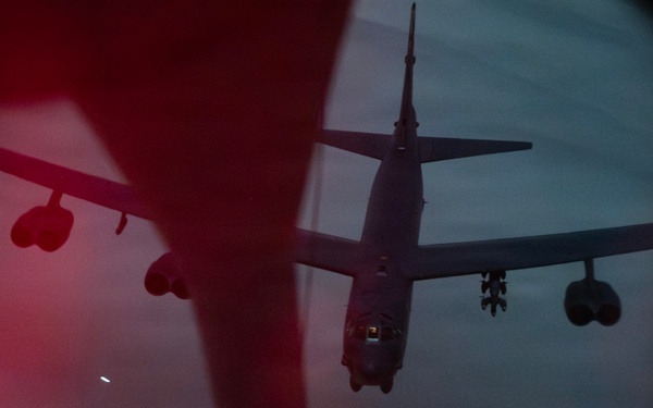 B-52 Stratofortress Aerial Refuels during Operation Epic Fury