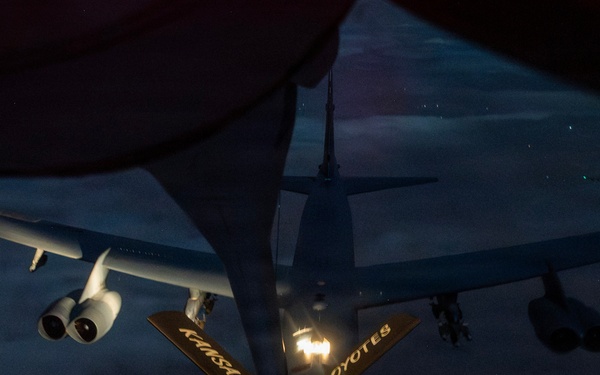 B-52 Stratofortress Aerial Refuels during Operation Epic Fury
