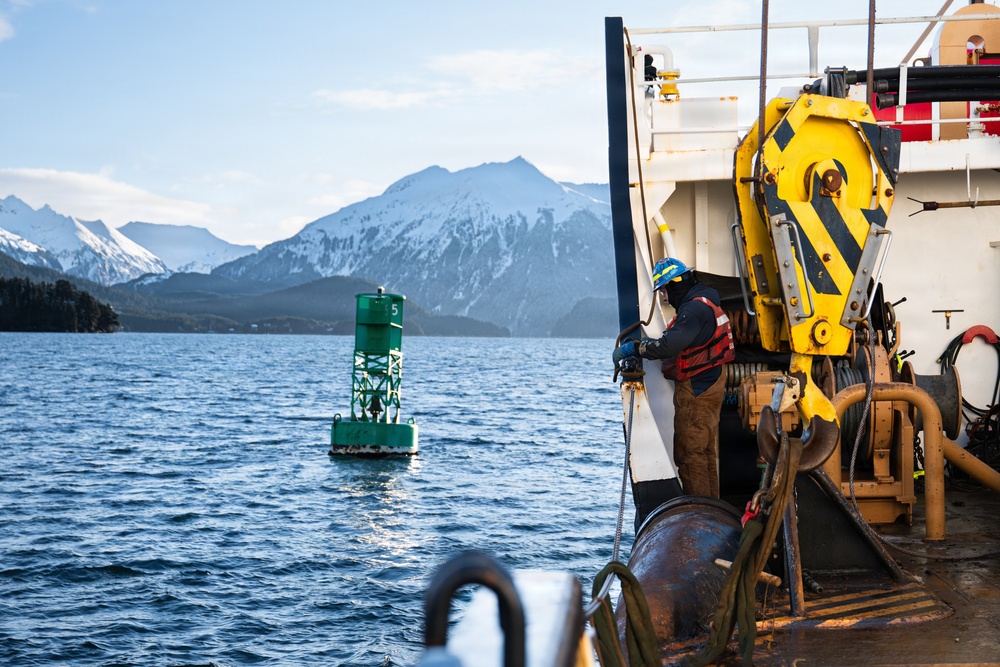 USCGC Kukui conducts aids to navigation operations near Sitka, Alaska