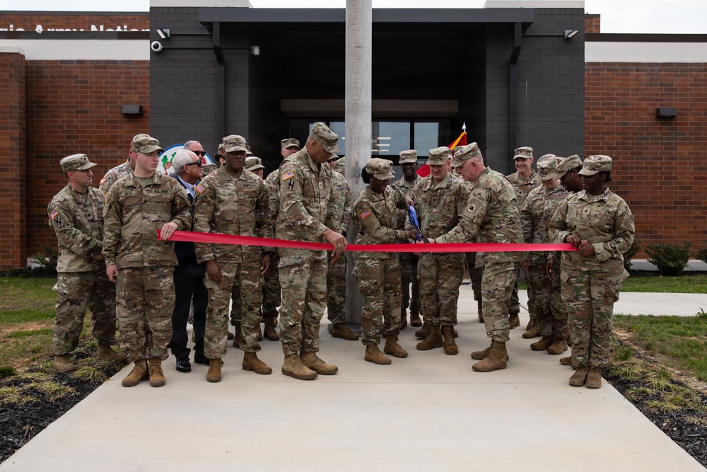 Preparing to cut ribbon