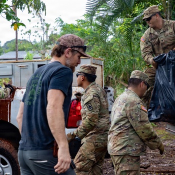 Hawaii National Guard assists Waialua residents with debris removal, water distribution