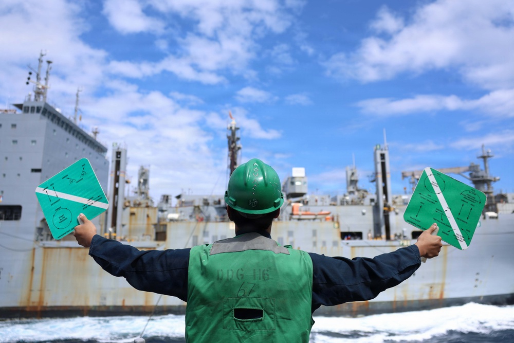 USS Thomas Hudner (DDG 116) Conducts a Replenishment-at-Sea
