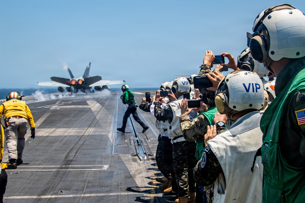 Distinguished Visitors from El Salvador Observe Nimitz Flight Operations