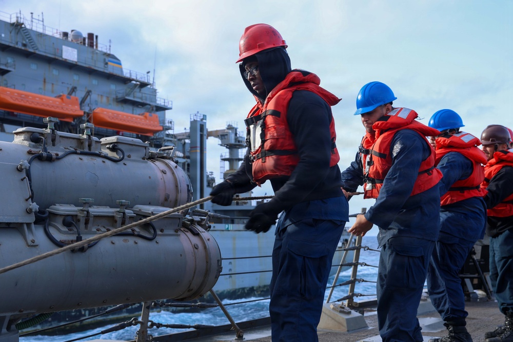 USS Thomas Hudner (DDG116) Conducts a Replenishment-at-Sea