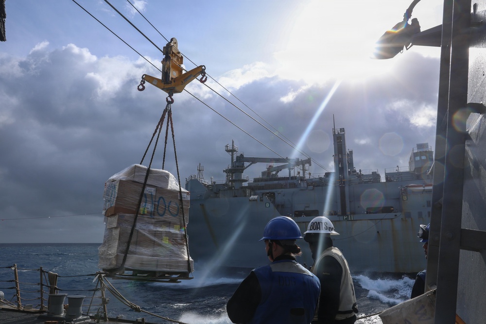 USS Thomas Hudner (DDG116) Conducts a Replenishment-at-Sea