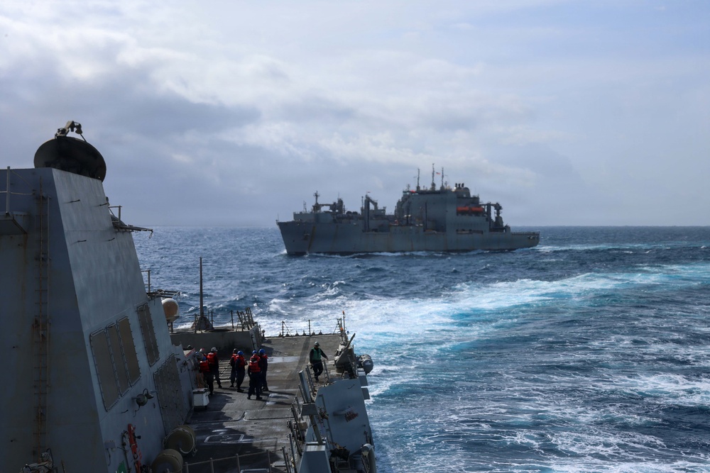 USS Thomas Hudner (DDG116) Conducts a Replenishment-at-Sea