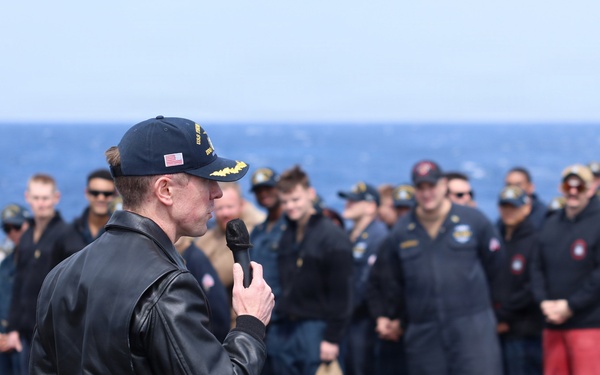 USS Thomas Hudner (DDG 116) Holds an All Hands Call