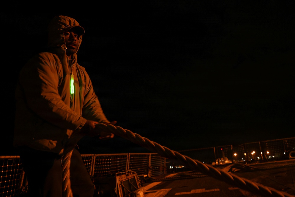 USS Thomas Hudner (DDG 116) Departs Souda Bay, Greece March 27, 2026.