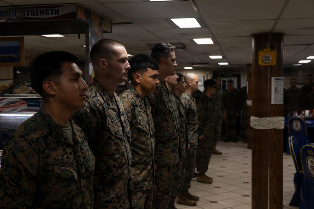 11th MEU Marines Conduct Lance Corporal Leadership and Ethics Seminar Graduation Aboard USS Boxer