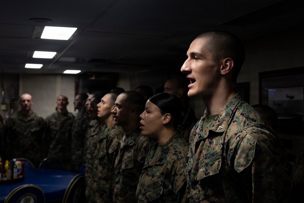 11th MEU Marines Conduct Lance Corporal Leadership and Ethics Seminar Graduation Aboard USS Boxer