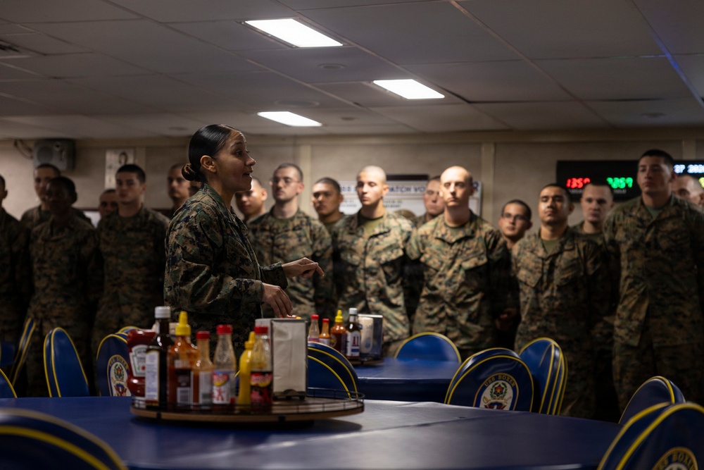 11th MEU Marines Conduct Lance Corporal Leadership and Ethics Seminar Graduation Aboard USS Boxer