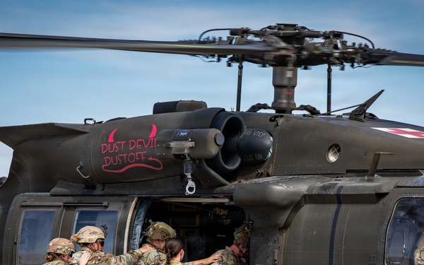 Task Force Seminole conducts air medical evacuation training at Fort Bliss