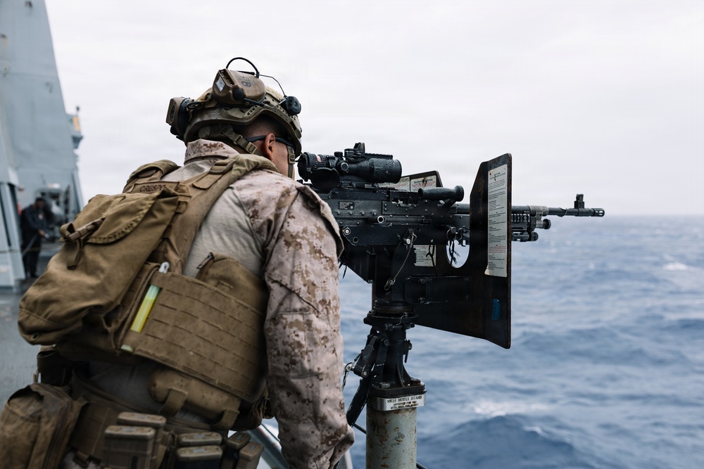 11th MEU Marines, Sailors Conduct a Defense of the Amphibious Task Force Drill aboard USS Portland