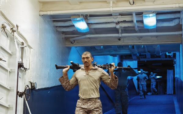 11th MEU Marines Conduct Lance Corporal Leadership and Ethics Seminar Culminating PT Aboard USS Boxer