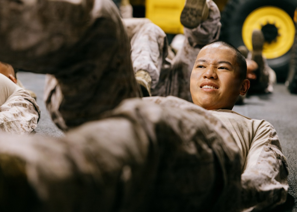 11th MEU Marines Conduct Lance Corporal Leadership and Ethics Seminar Culminating PT Aboard USS Boxer