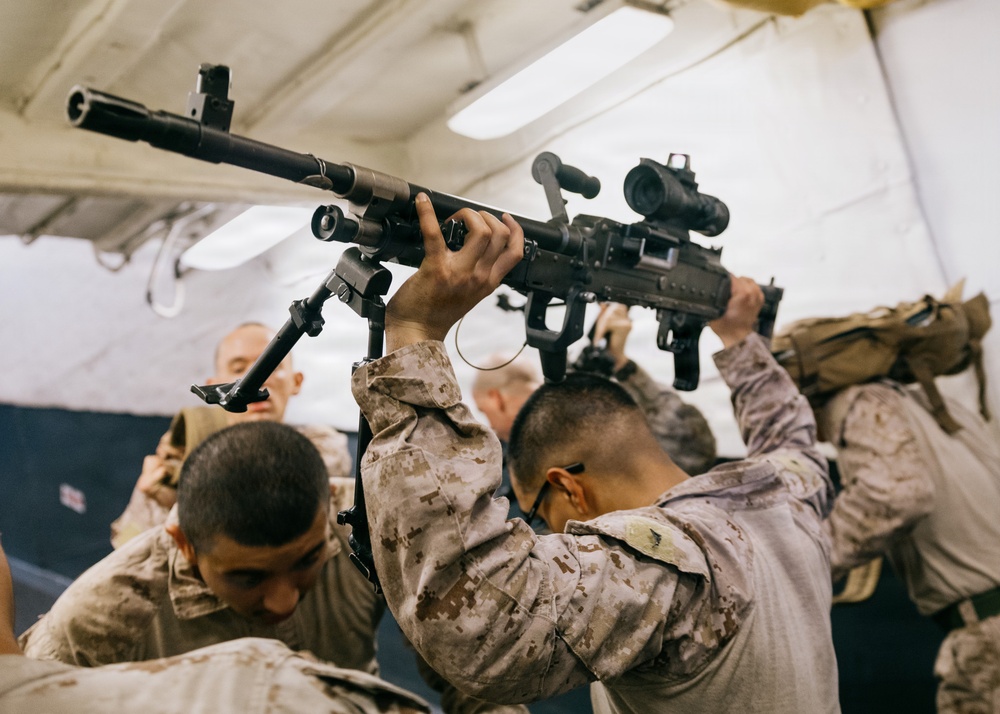11th MEU Marines Conduct Lance Corporal Leadership and Ethics Seminar Culminating PT Aboard USS Boxer